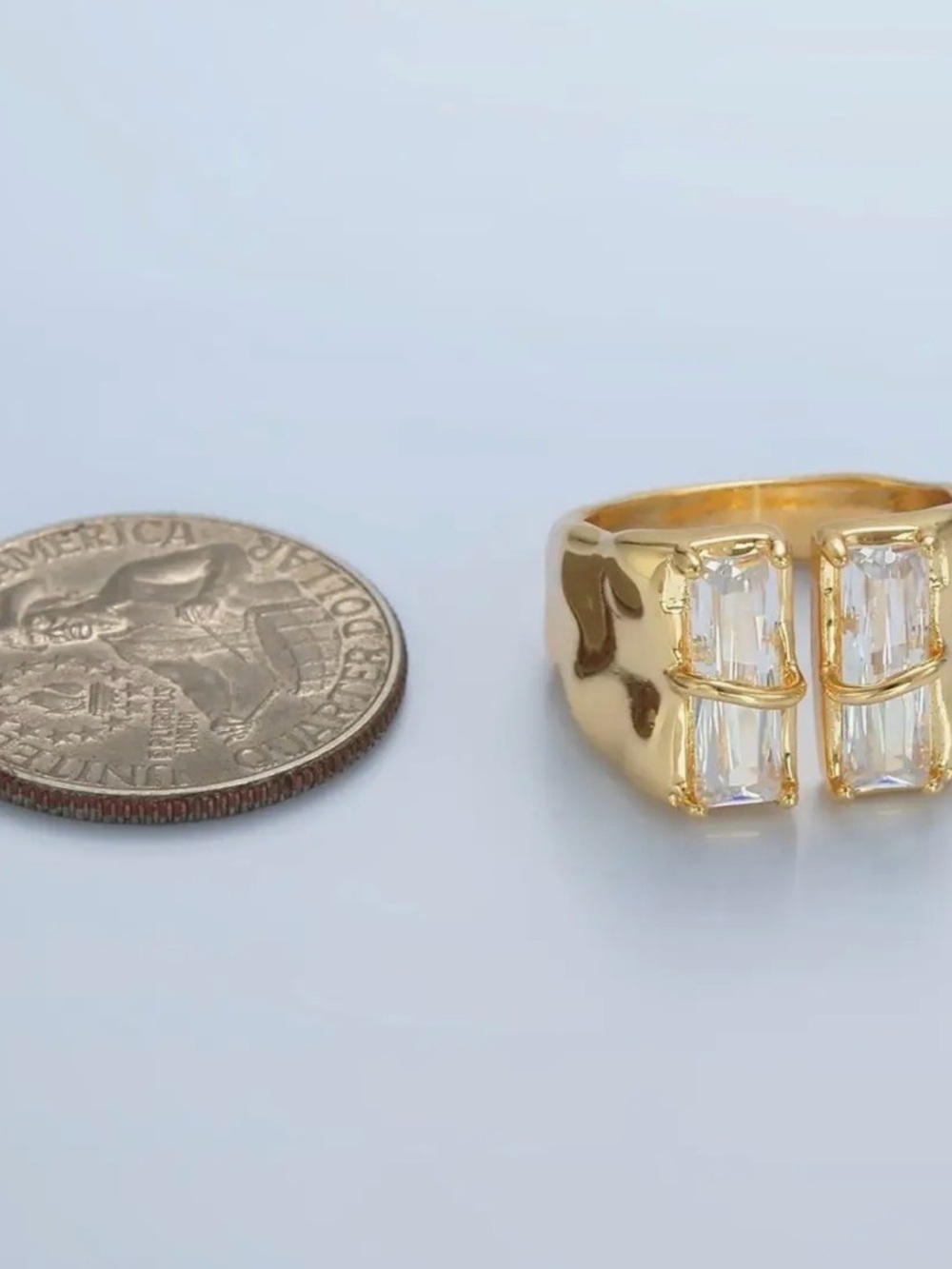 24K Gold Filled Double Baguette Cz
Signet Wrap Ring - Picture 3 of 4